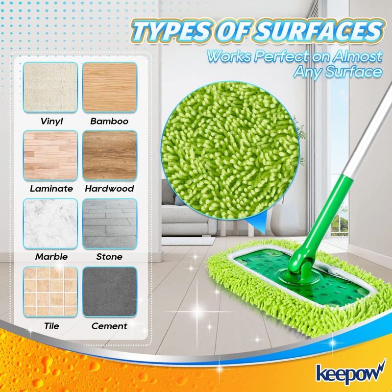 Reusable Microfiber Mop Pads Compatible with Swiffer Sweeper, Dry Sweeping