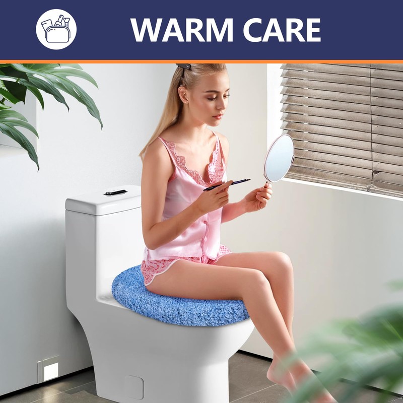 Baahrnom Microfiber Elongated Toilet Seat Cover 19.5"x 15" Machine Washable