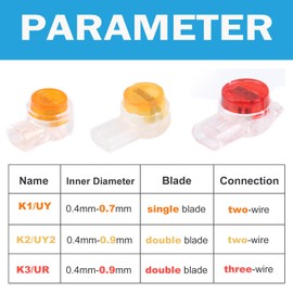 DIANQI UY Wire Connector Telephone Wire Connectors Wire to Wire Splice Connector（K1 100pcs）
