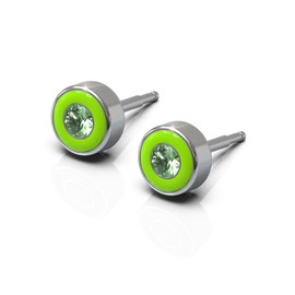 NINA Medikal Stud Earrings Neon Enamel - Hypoallergenic Stainless Steel (Lime Green)
