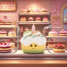 Apricot Lamb Macaroon Birthday Cake Stuffed Animals for Kids, Soft Cute Plush Toys for Baby Girl and Boy, Fluffy Macaroon Birthday Cake 7.1 Inches