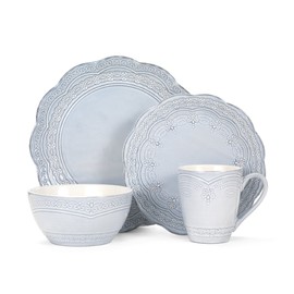 Pfaltzgraff Seraphina 16-Piece Stoneware Dinnerware Set, Service for 4,Blue
