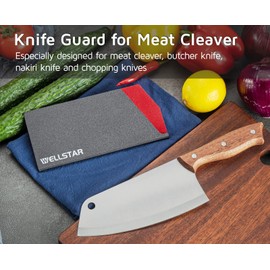 WELLSTAR Big Knife Edge Guard, Wide Meat Cleaver Knife’s Blade Covers, BPA Free ABS Protective Blade Sheath, Non-Scratch Felt Lining Butcher Chef Knife Cover (Knives not included)