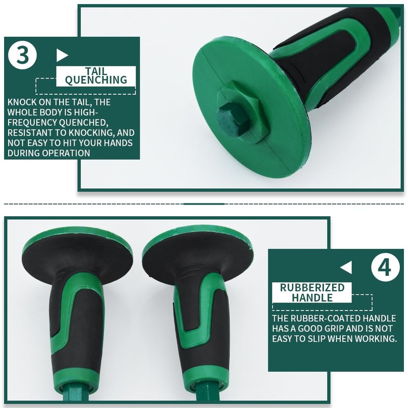 Durable Chisel Set with Protective Guards for Concrete, Bricks, and