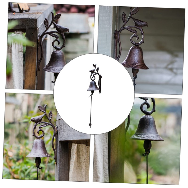 Levemolo Antique Cast Iron Bell Manual Door Chime Decorative Flower