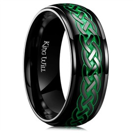King Will Stainless Steel Ring for Men Celtic Knots Wedding Rings Black and Green Plated Statement Ring 8mm Width Mens Jewelry Size 7-14丨Celtic Collection 11