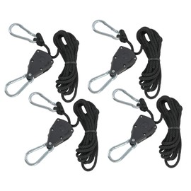 4 x Rope Ratchet with Hooks Load Capacity 68 kg 2.4 m Infinitely Adjustable Cable Pull with Ratchet Grow Lights Suspension Rope Tensioner Awning Attachment Rope Ratchet Storm Band Awning