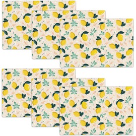 Lemon Placemats Set of 6, Lemon Place Mats Table Mats for Kitchen Dining Table Kitchen Decor Linen 12x18 Inch