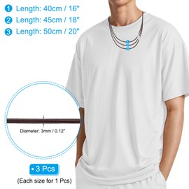 PATIKIL 16"/18"/20" Leather Necklace Cord, 1mm/0.04" Waterproof Braided Leather Necklace Cord Woven Wax Rope Chain with Stainless Steel Clasp for Men Women DIY Pendant Gift, Brown/Silver