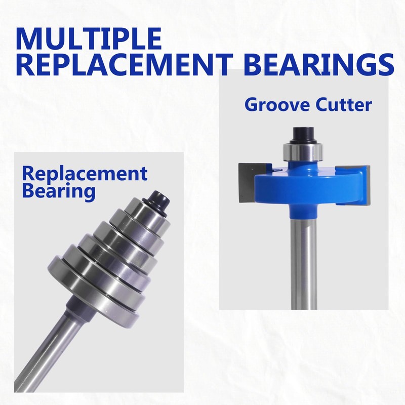 MNA 4Pcs Rabbet Router Bits 1/4" Shank with 6 Bearings