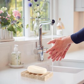 Sumnacon Soap Holder Luxury Travertine Bar Soap Holder for Shower Soap Versatile Soap Dish with Non-Slip Pads for Soap,Dish Brushes,Jewelry Soap Tray for Bathroom,Kitchen Countertop,Beige