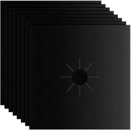 Gas Hob Protective Mats, Pack of 8 Gas Hob Protective Mats, Splash Guard Film Burner Cover Protector, Non-Slip Cleaning Mat Pad, Reusable, Non-Stick, Dishwasher Safe (27 x 27 cm)