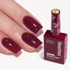 Beetles Burgundy Red Gel Nail Polish – Hema-Free Wine Red Fall Colors Soak Off UV Gel Polish for Manicure Salon Color Bottle 0.51 Fl Oz