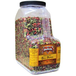 Dehydrated Dried Red and Green Bell Peppers Mix by It's Delish – 48 Oz (3 lbs) Restaurant Gallon Size Jug With handle – Sealed to Maintain Freshness – Chopped & Dried Vegetable Spice Seasoning