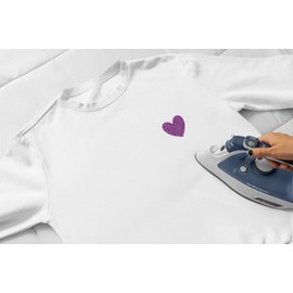 10 Iron on Hearts, Bulk Small Heart Vinyl Patch, DIY Crafts, Love Symbol Shape, 1x1 inch, Pick color, Iron-on Most Things in 5 min (Red Glitter)