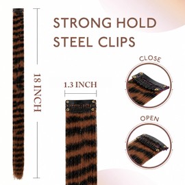 8PCS Raccoon Tail Hair Extensions,Chocolate Brown Scene Hair Extensions