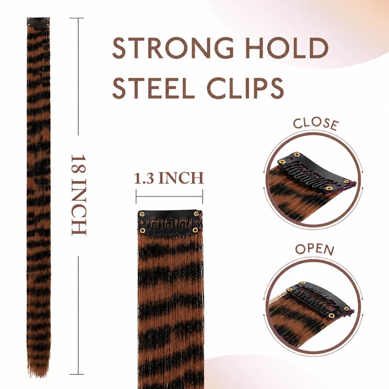 8PCS Raccoon Tail Hair Extensions,Chocolate Brown Scene Hair Extensions