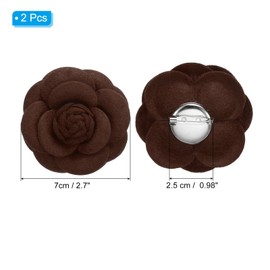 PATIKIL Camellia Fabric Pin, 2 Pcs Flower Brooch Artificial Flowers Brooches for Women Girls Cloth Wedding Party Decor Accessories Jewelry Gift, Coffee