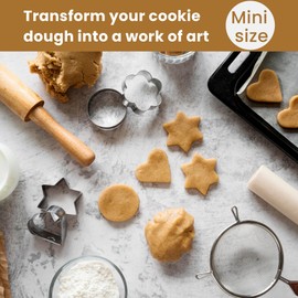 Gadgetime USA Stainless Steel Mini Cookie Cutter Set (24 pcs) - Geometric Shapes Biscuit Molds & Stamp - Round, Star, Triangle, Heart, Flower, Square, Rectangle & Oval