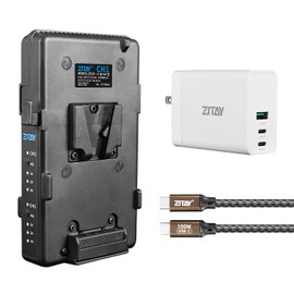 ZITAY Dual Channel V Mount Lock Smart Battery Charger with USB C 1OOW Quick Charge Adapter Kit for V-Mount Battery (Kit)
