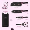 MEOWKIT Cute Kitchen Knife Set,5 pieces Non-Stick Knives with Detachable