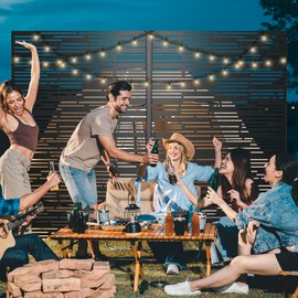 Metal Privacy Screen for Outdoor & Indoor Use, Free Standing Privacy Screen for Patio Garden Pool, 72" H x 47" W Decoative Privacy Panels, Weather Resistant, Easy Assembly (Black Shine)