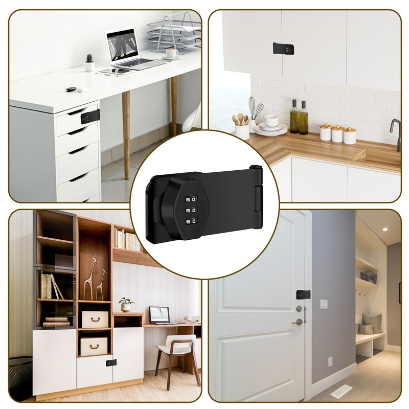 Keyless Cabinet Combination Lock, 3-Digit 4 Inch Password Combination Lock,