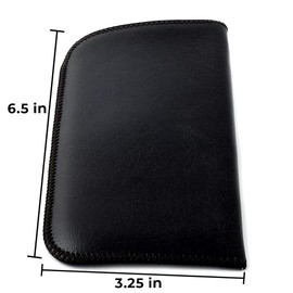 Calabria Unisex Full Slip Soft Eyeglass Case Black&Brown(2Pack) PU Leather & Felt