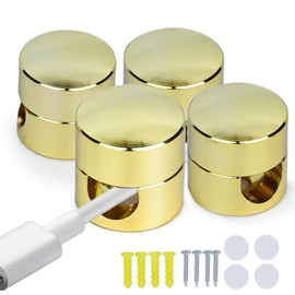 Fidqiog 4 Pcs Cord Anchors, Cord Holder for Nightstand, Stick on Magnetic Cable Clips, Metal Phone Cord Clips for Nightstand (Gold)