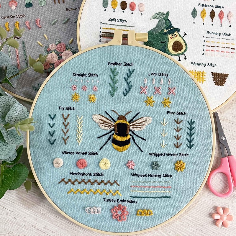 Myfelicity 3 Embroidery kit for Beginners, Embroidery Starter Kits to