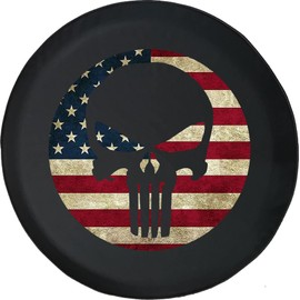 American Flag Freedom Skull 35 Tire Cover fits XL Rim | 33-35 tire