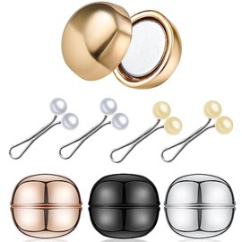 PUCIO Pack of 8 Hijab Magnetic Pins, Strong Metal Coating Magnetic Hijab Clip No Hole Pins Brooches Scarf Pins for Muslim Scarf MultiUse Round Clip, Metal