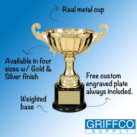 Customized Trophy Real Metal Cup Trophy in Gold or Silver Trophy Award, Engraved Corporate Trophy Cup Award - Available in 4 Sizes Free Trophy Plates Engraved Included on Awards and Trophies