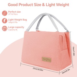 OTHIO Insulated Lunch Bag for Women Men Kids, Small Lunch Tote Cooler Bag Portable, Adult Lunch Box Containers Bag for Work School Office Picnic Snack Bag (Pink)