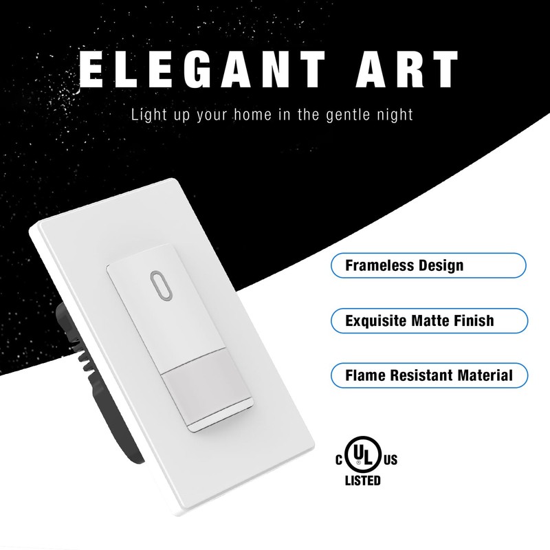 ELEGRP Matte White Single Pole Occupancy Motion Sensor Light Switch,