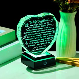 Gifts for Boyfriend, Romantic Heart Crystal Keepsakes to My Boyfriend Gifts with Colorful Base，I Love You Gifts for Boyfriend from Girlfriend on Birthday Valentine's Day