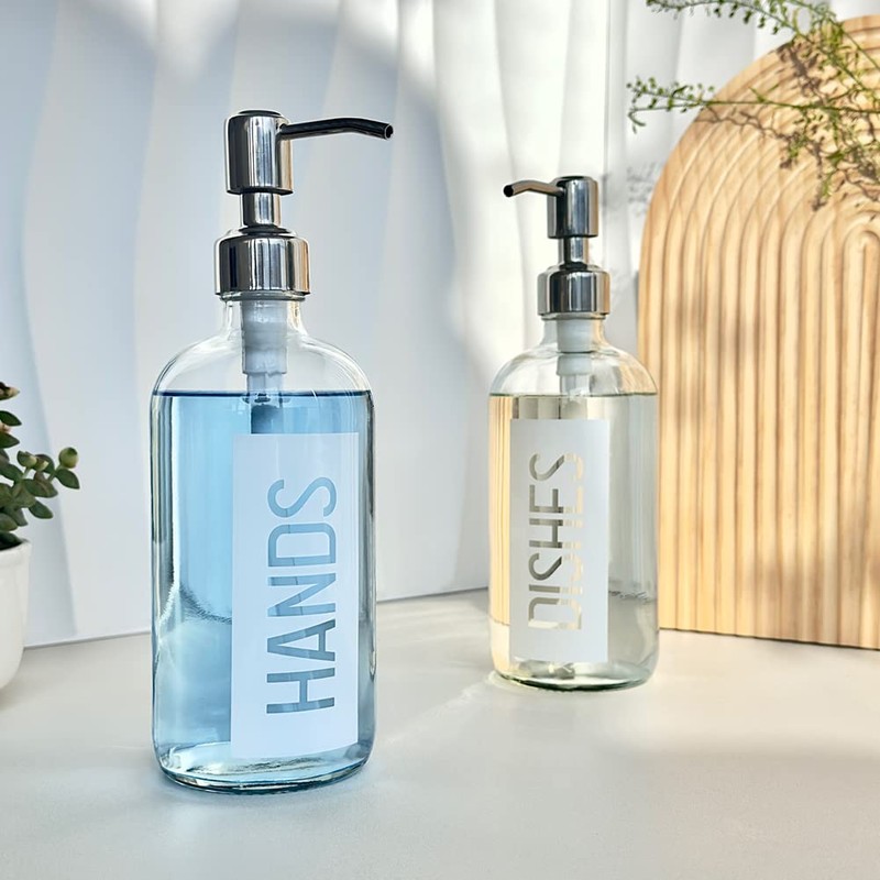 JASAI 2Pack 18OZ Glass Soap Dispenser with Rustproof 304 Stainless