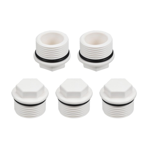 M METERXITY 5 Pack Pipe Plug Fitting - PVC Hex