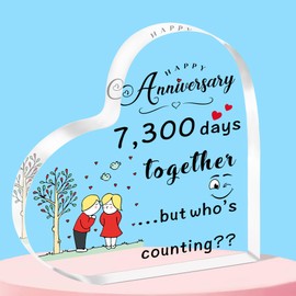 QMVMV 20th Anniversary Wedding Gifts for Wife Husband，Acrylic Plaque 20th Wedding Anniversary Birthday Gifts for Wife from Husband,Anniversary Presents for Her Him