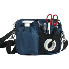 Multi-functional Apron Bag, Nurse Pouch, Waist Bag, Gusset, Horizontal Type, Double Zipper, 11 Pockets, Bottle Pockets, Tools, Stationery, Small Items, Work, Nursing, Carabiner, Shoulder Strap