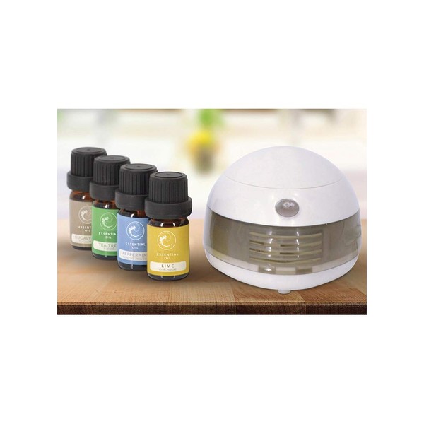 Eternal Living Stress Relief Oil Diffuser with 4 Aromatherapy Oils Small & Portable White