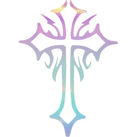 NBFU Decals God Cross Outline Silhouettes 3 (Holographic Opal Purple) (Set of 2) Premium Waterproof Vinyl Decal Stickers for Laptop Phone Accessory Helmet Car Window Bumper Mug Tuber Cup Door Wall