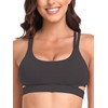 RELLECIGA Women's Anthracite Scoop Neck Strappy Cutout Sport Bra Fitness
