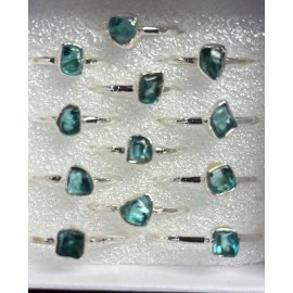 Natural Creations sterling silver stackable ring Size 8 Pariba Apatite Raw