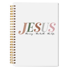 Welshower Jesus Christian Notebook Journal 5.5x8.3, Religious Scripture Bible Journaling Notebooks for Note Taking, Jesus the Way the Truth the Life Hardcover Spiral Notebook