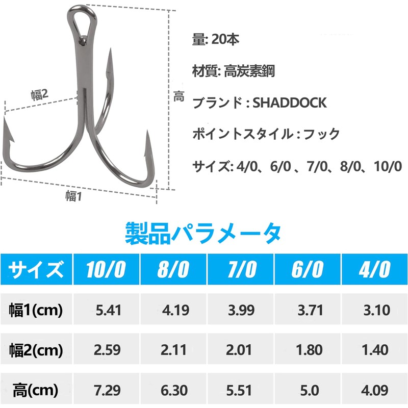 SHADDOCK Triple Hooks Treble Hooks Round Lure 3 Needle Big