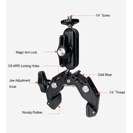 LSYRIA Super Clamp with 3" Dual Ballhead Magic Arm