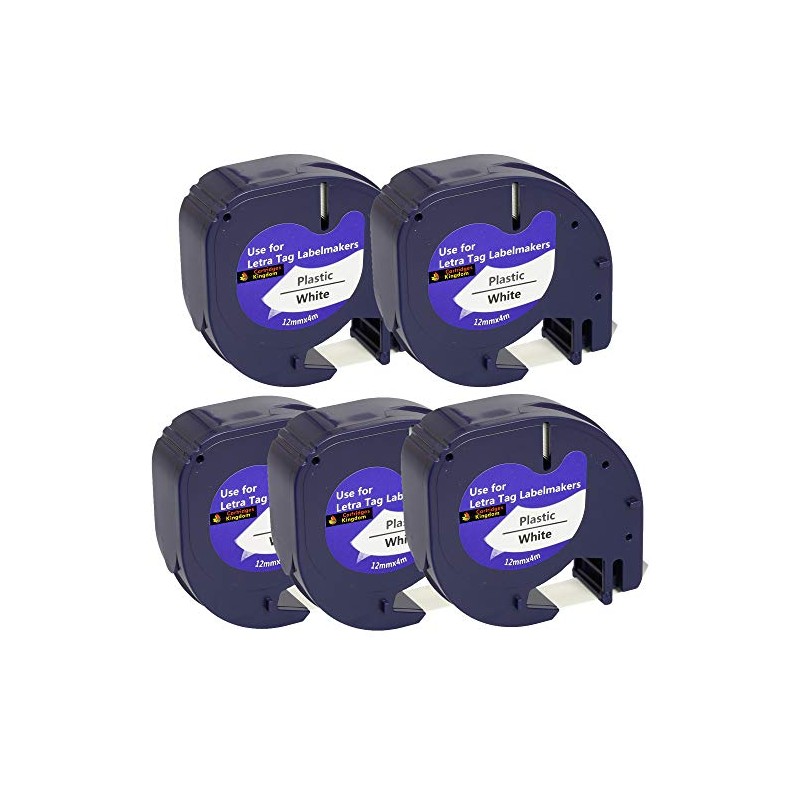 5 Compatible Dymo LetraTag 91201 / S0721610 (12mm x 4m)