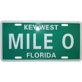Unbranded KEY WEST HIGHWAY MILE MARKER ZERO Metal Novelty License GREEN Plate Front Tag