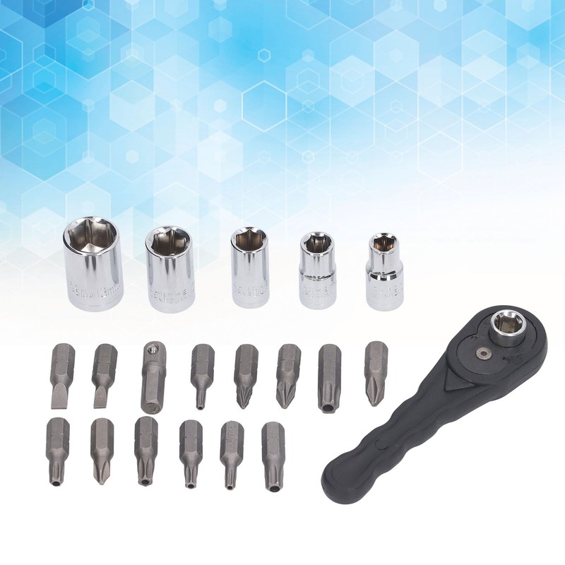 20Pcs Socket Wrench Screwdriver Set Ratchet Bit Tool Box Multifunctional